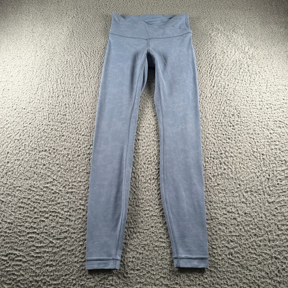 Lululemon Align Leggings Womens 4 High Rise Cross Waistband Heathered Blue Gray